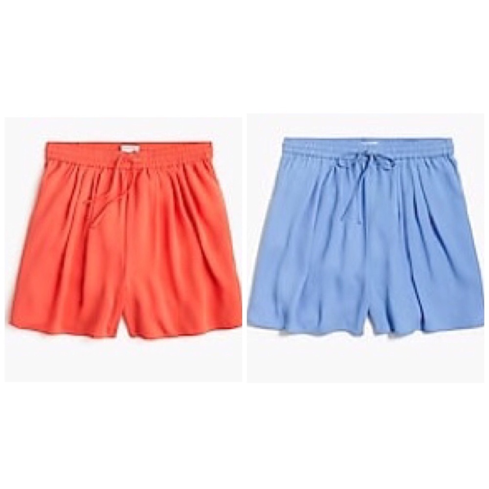 SOLD!!!! 2 NEW J Crew  coral +blue pull on shorts